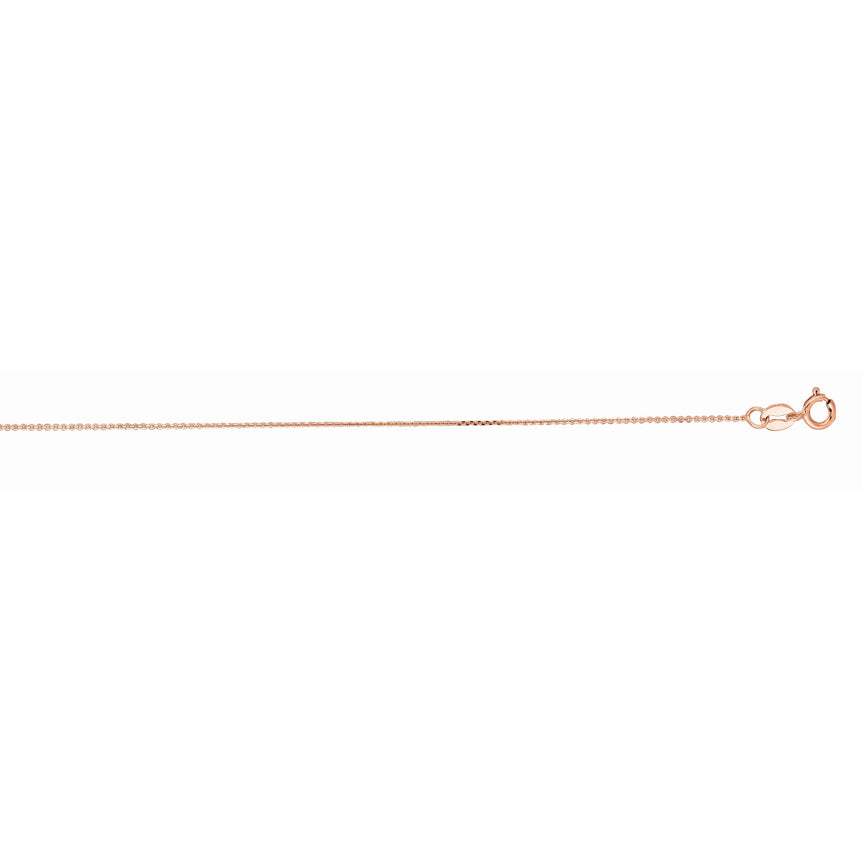 10K Gold 1.1mm Diamond Cut Cable Chain -Rose | Lobster