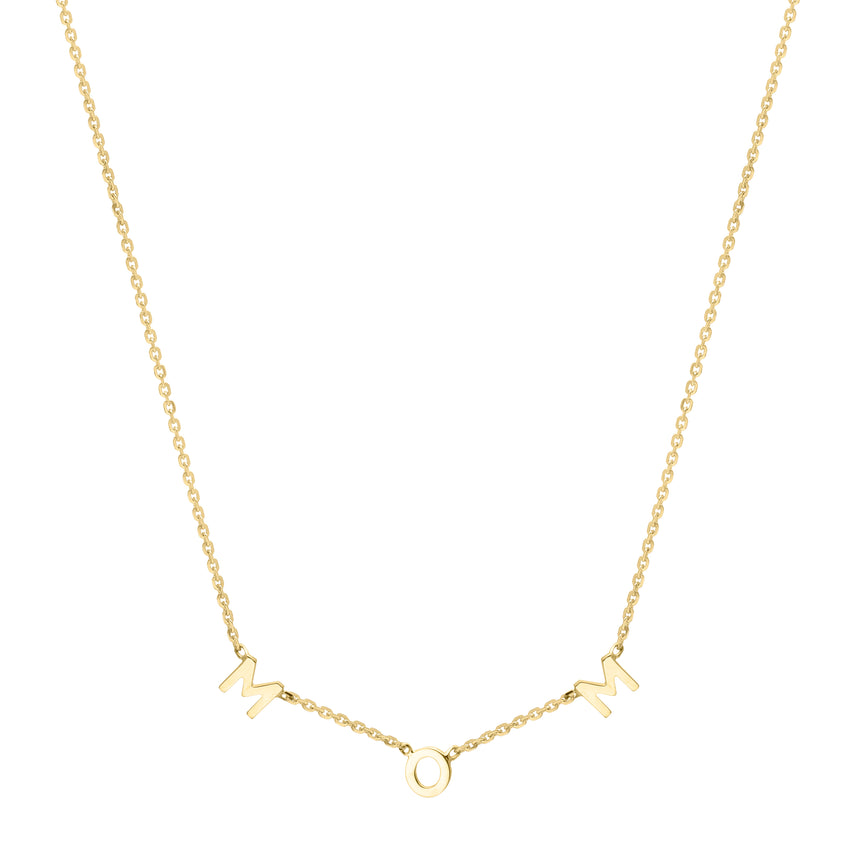 10K "Mom" Necklace-Yellow | Lobster