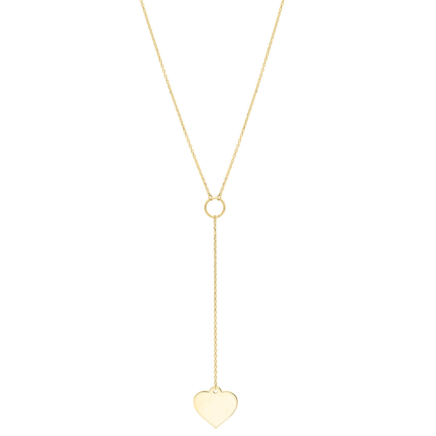 10K Lariat Heart Necklace-Yellow