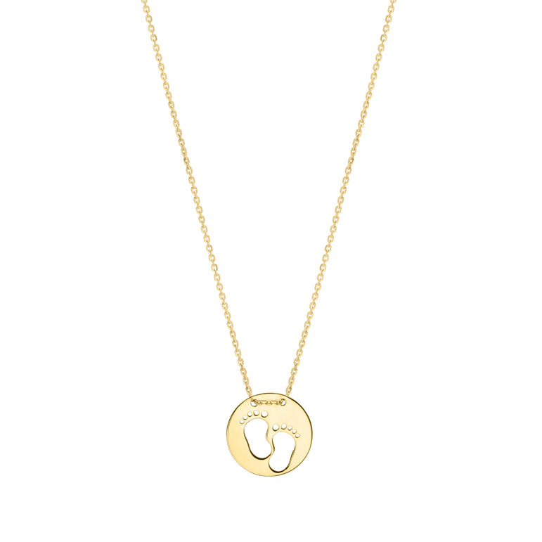 10K Baby Footprints Necklace-Yellow | Spring Ring