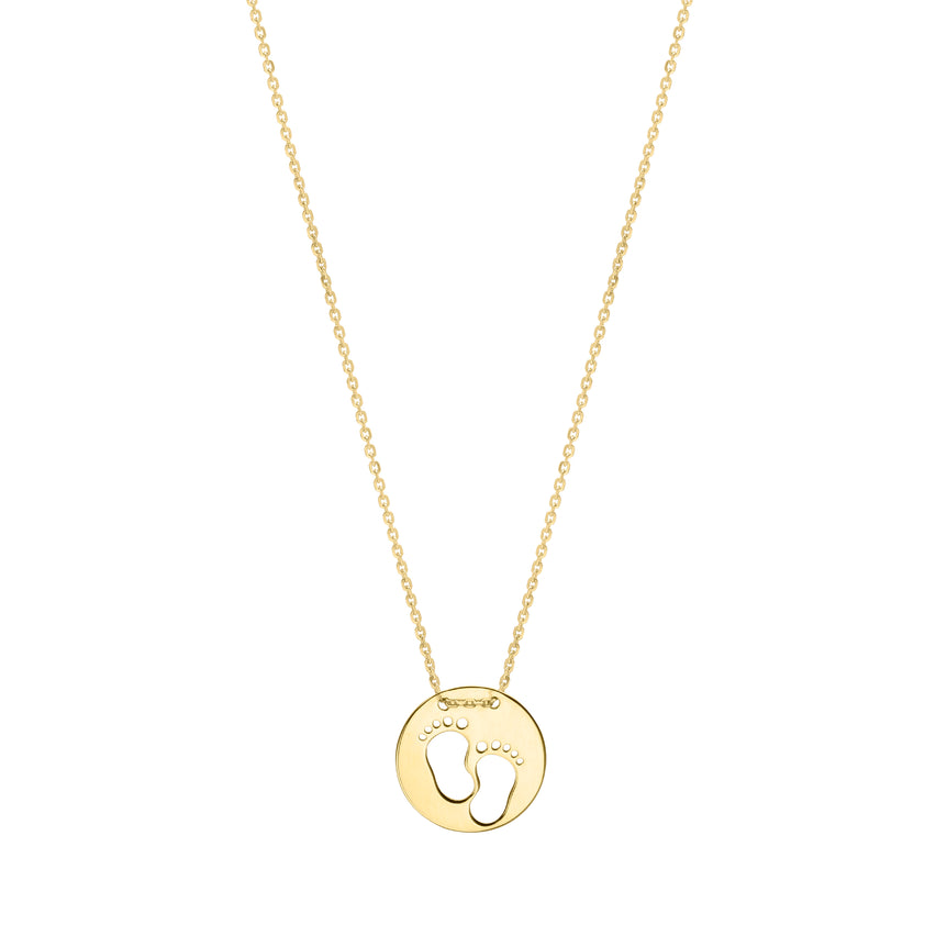10K Baby Footprints Necklace-Yellow | Spring Ring