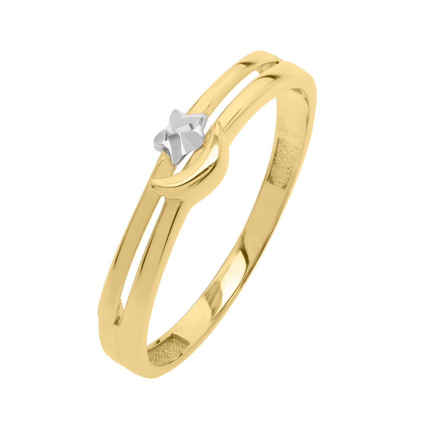 10K Star & Moon Ring-Two-tone