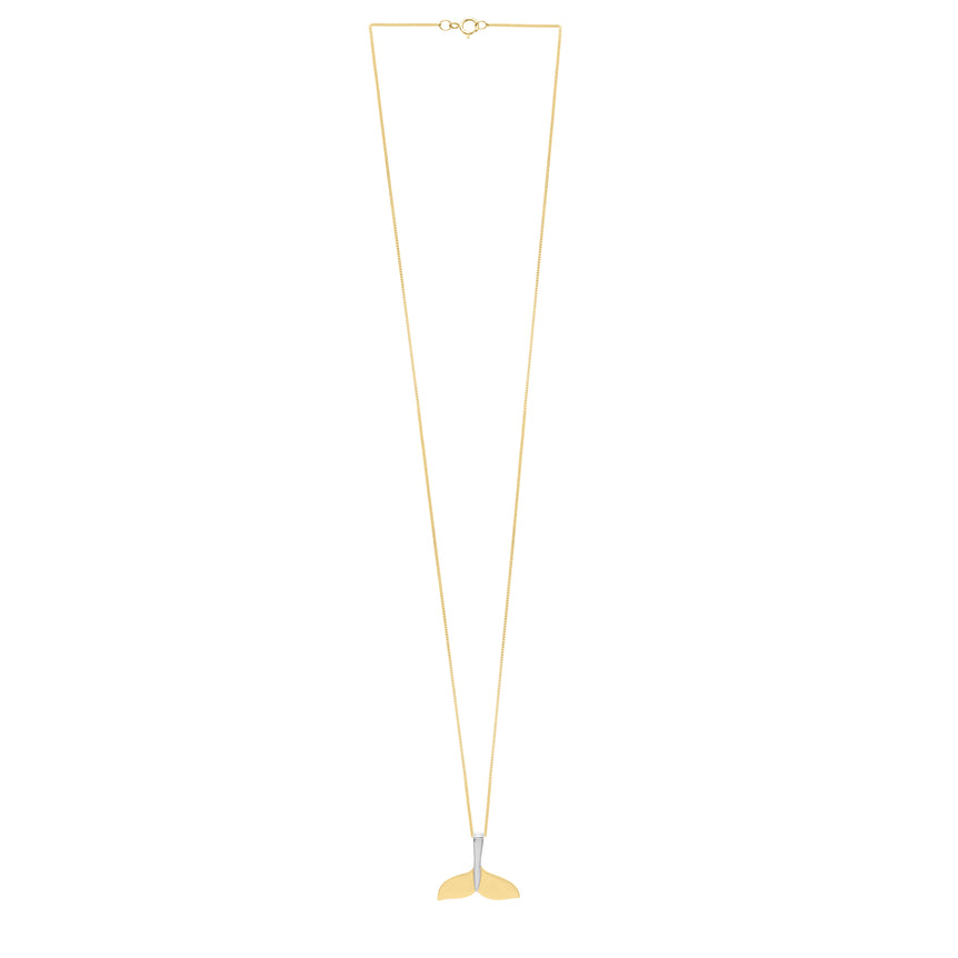 10K Whale Tail Necklace-Two-tone | Spring Ring
