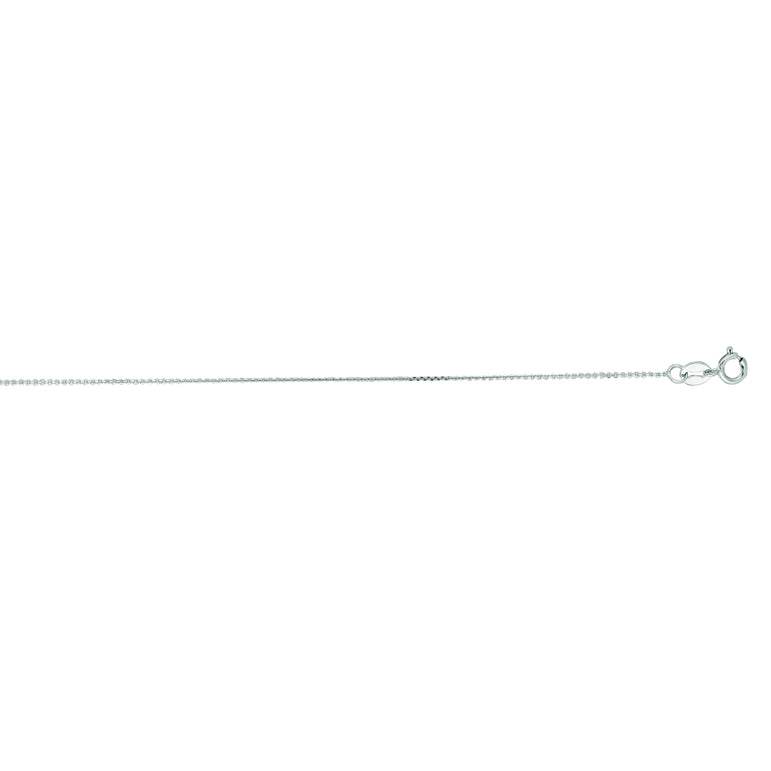 10K Gold .5mm Diamond Cut Flat Cable Chain -White | Spring Ring