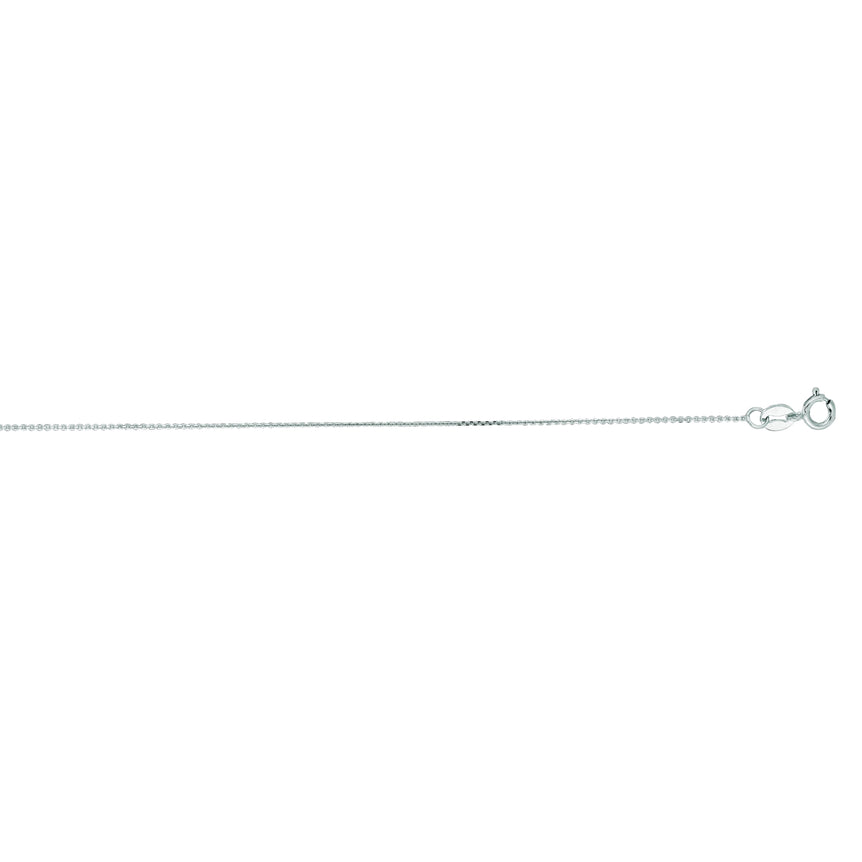 10K Gold .5mm Diamond Cut Flat Cable Chain -White | Spring Ring