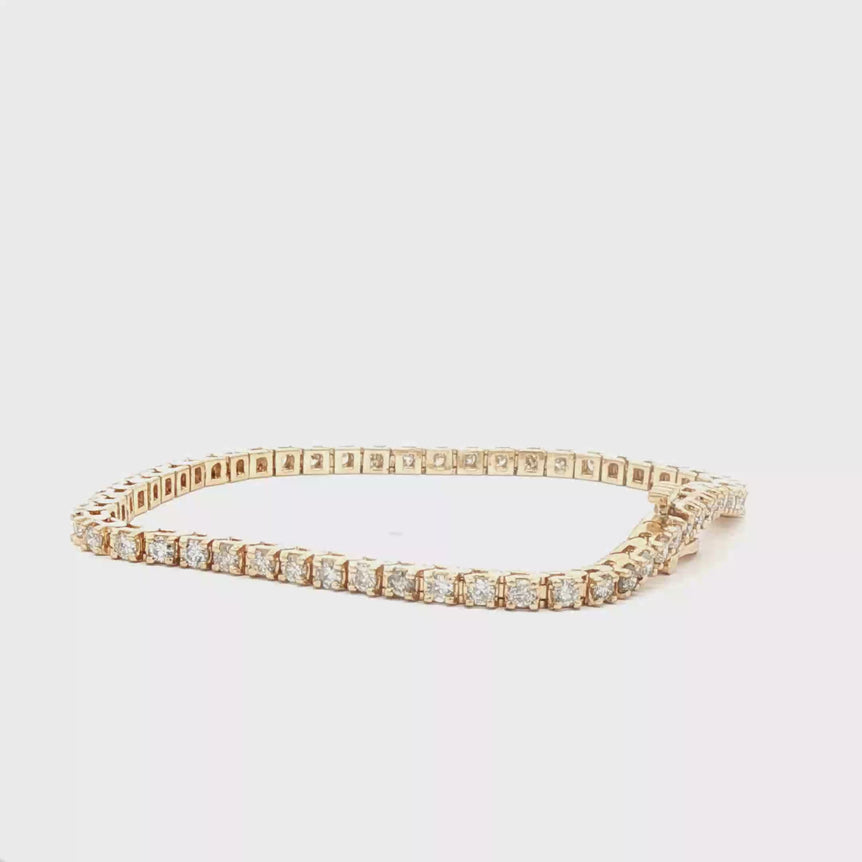 Classic Round 2.5cttw  Brilliant natural Diamond Tennis Bracelet in 14k Yellow Gold