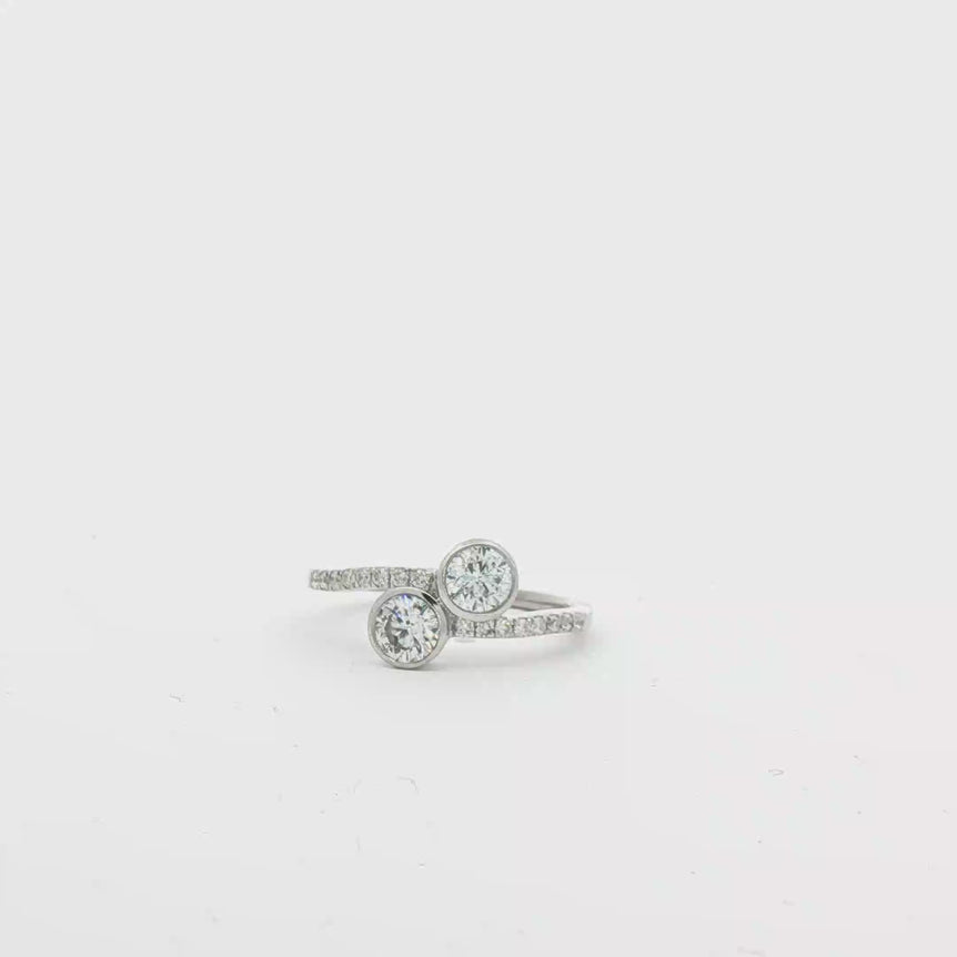 2 stone bezel set natural diamond ring