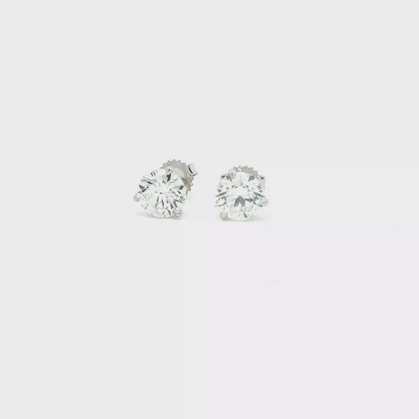 Classic White Gold Round Brilliant Diamond Stud Earrings
