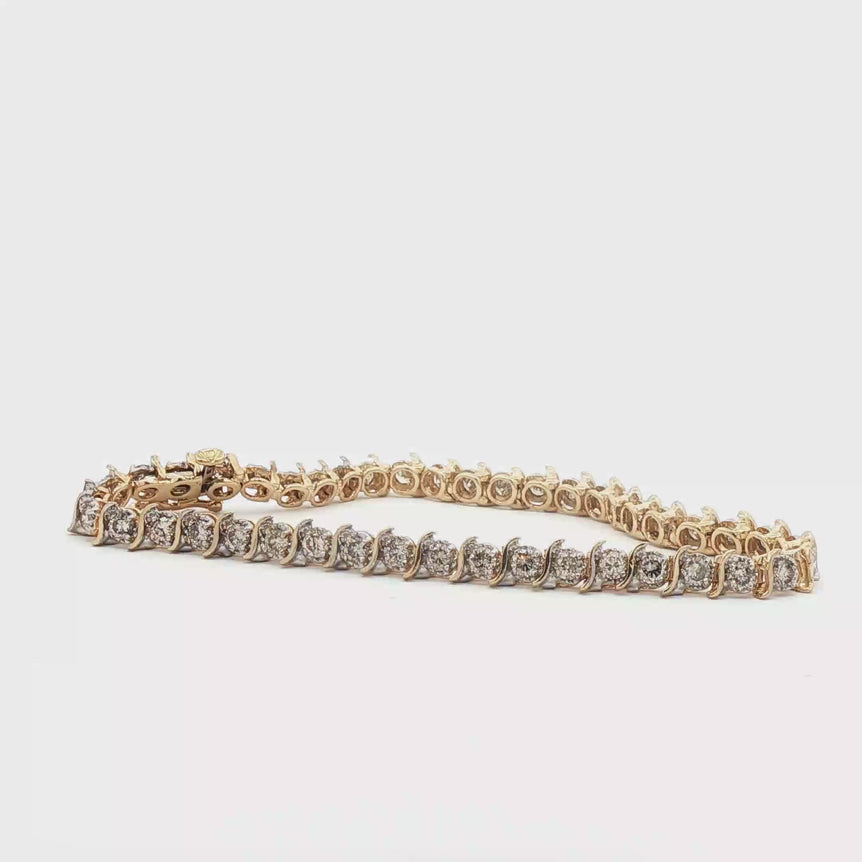 S Link 2.5cttw Round Brilliant Diamond Tennis Bracelet in 14K Yellow Gold