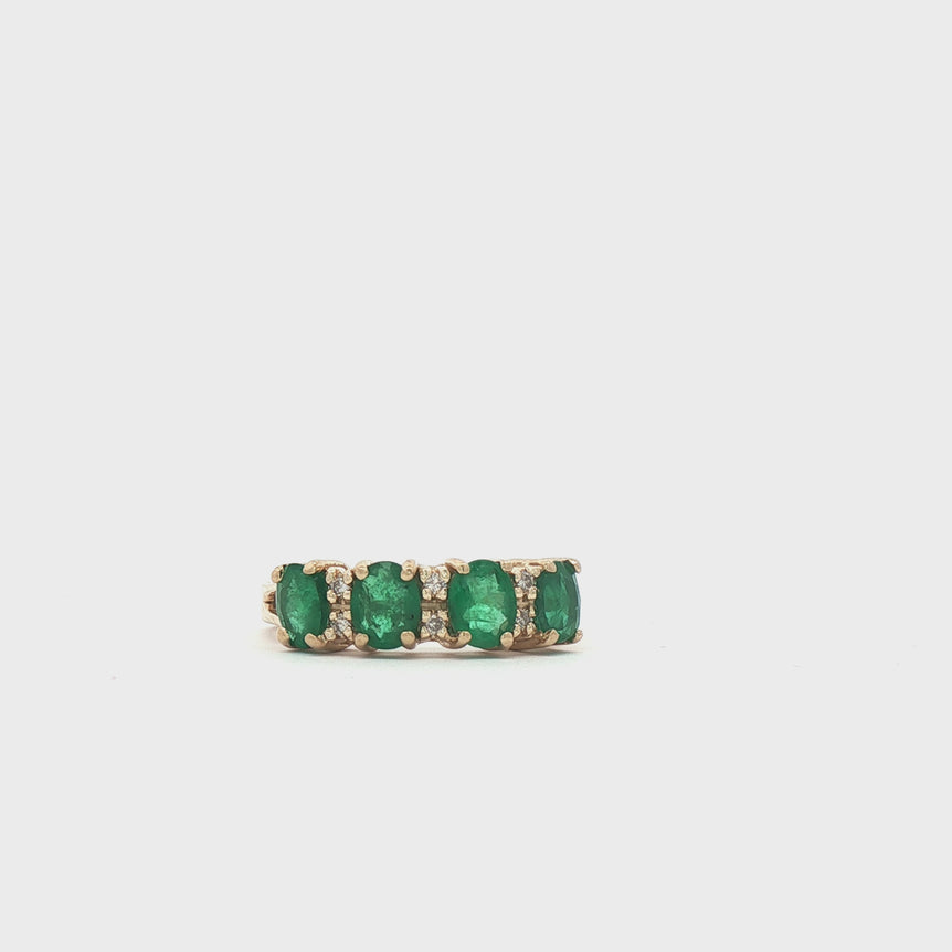 14kt Yellow Gold Oval Emerald with diamonds