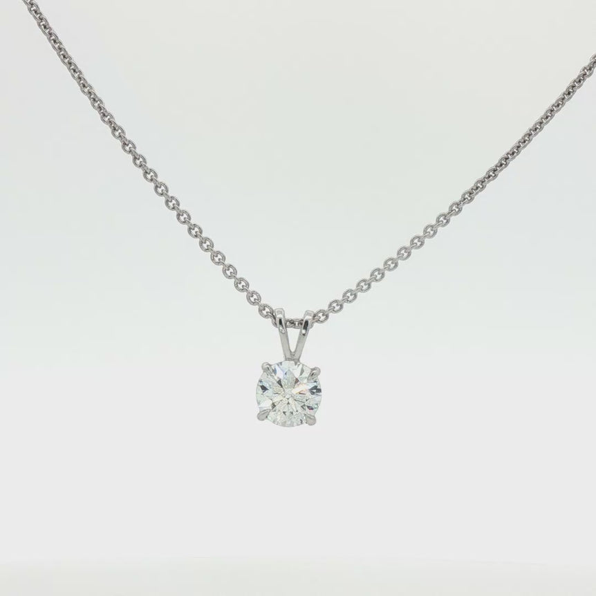 Classic 1ct Round Brilliant Cut Diamond Pendant Necklace in white Gold