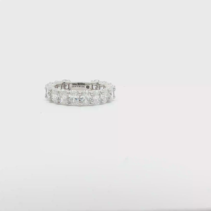 Oval Brilliant Cut Diamond Eternity Ring in White Gold