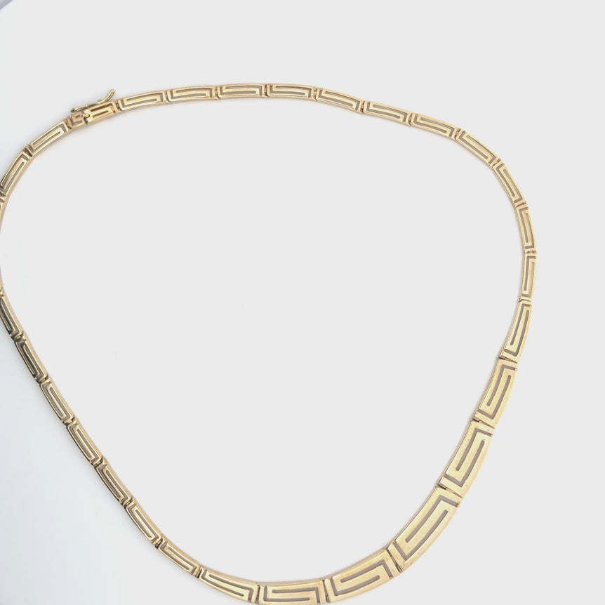 14k Yellow Gold Greek Key Chain Necklace