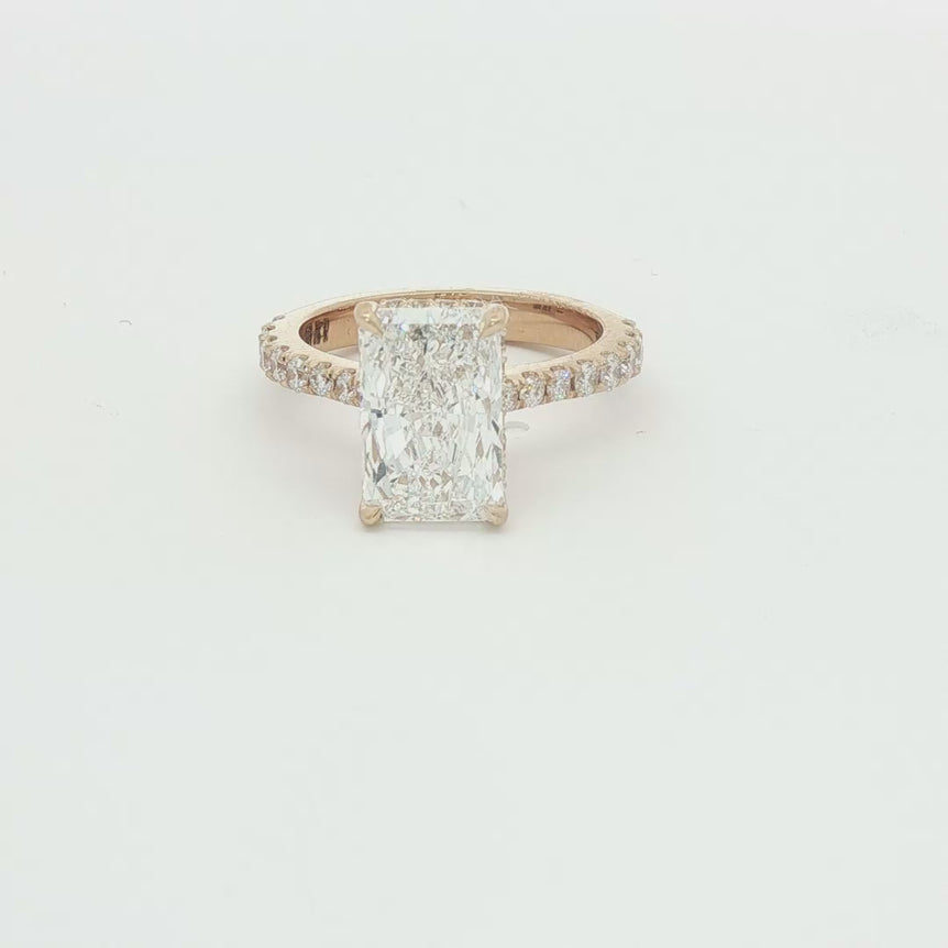 Emerald Cut Diamond Multistone Ring in Rose Gold